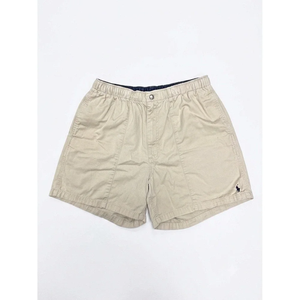 Polo by Ralph Lauren Chino Shorts Men Tan Sz M Cotton Sri Lanka Logo 90s Vintage